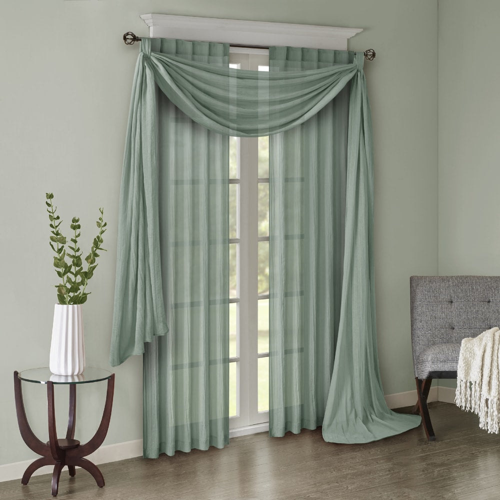 Madison Park Kaylee Solid Lightweight Crushed Sheer Curtain Scarf