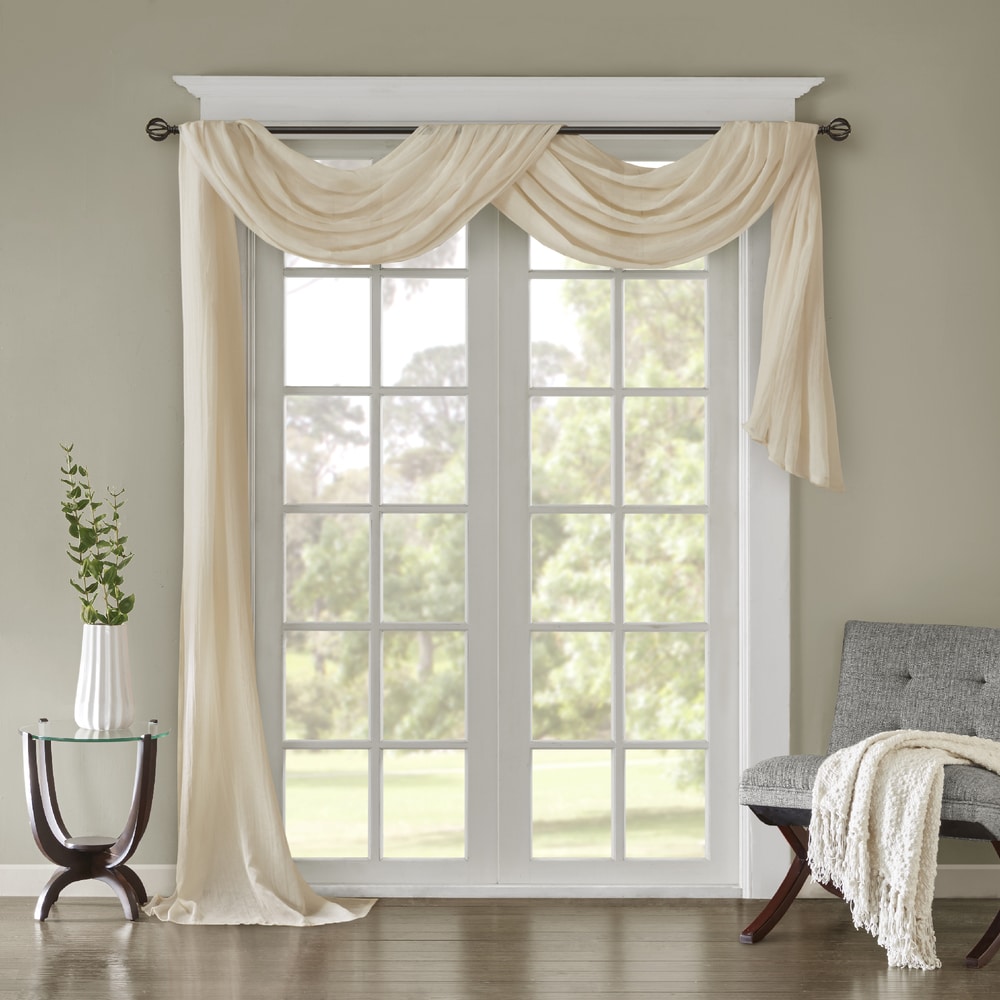 Madison Park Kaylee Solid Lightweight Crushed Sheer Curtain Scarf