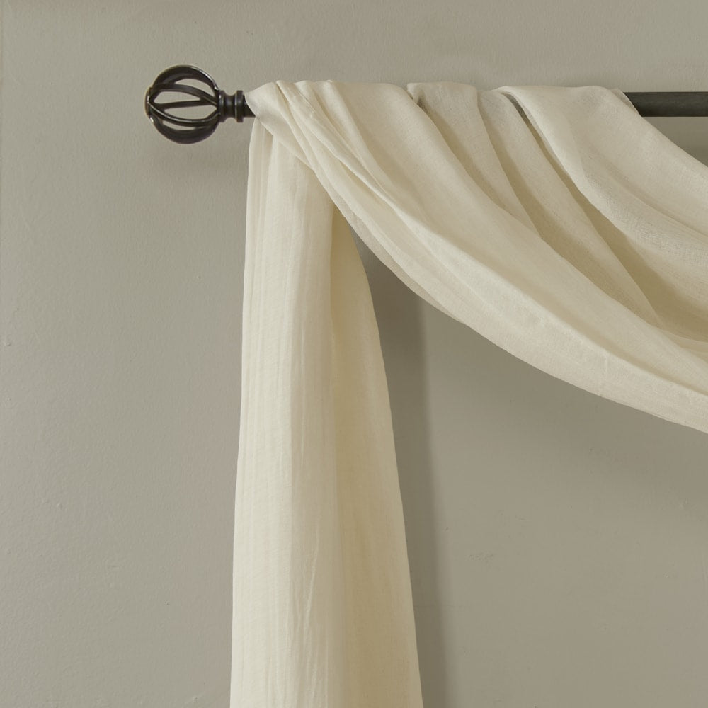 Madison Park Kaylee Solid Lightweight Crushed Sheer Curtain Scarf