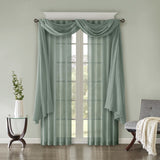Madison Park Kaylee Solid Lightweight Crushed Sheer Curtain Scarf
