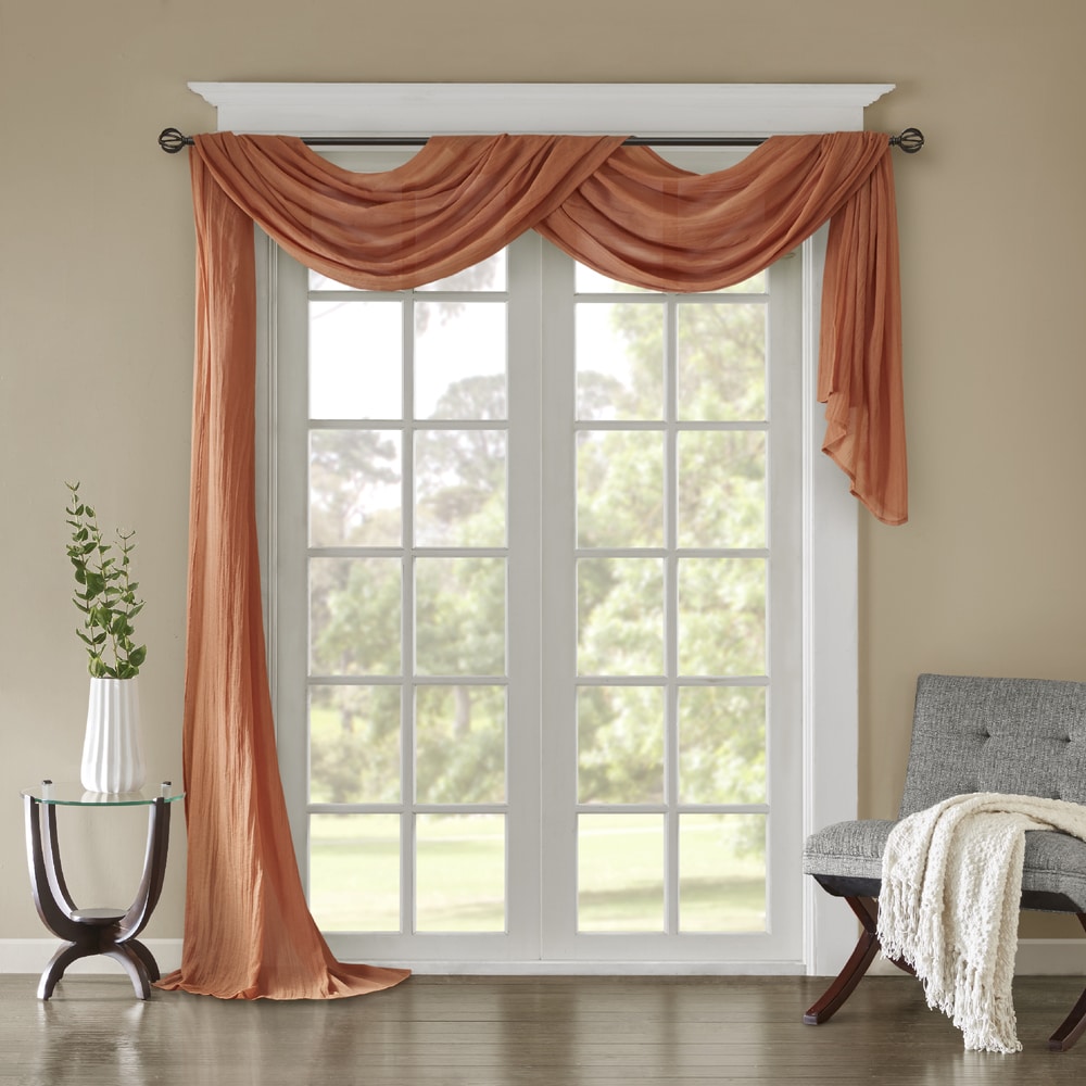 Madison Park Kaylee Solid Lightweight Crushed Sheer Curtain Scarf