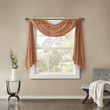 Madison Park Kaylee Solid Lightweight Crushed Sheer Curtain Scarf