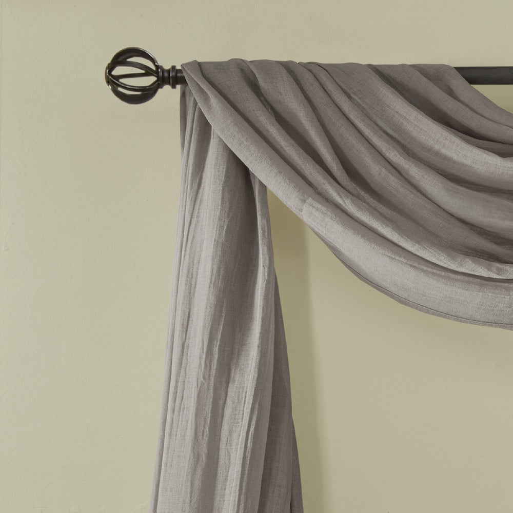 Madison Park Kaylee Solid Lightweight Crushed Sheer Curtain Scarf