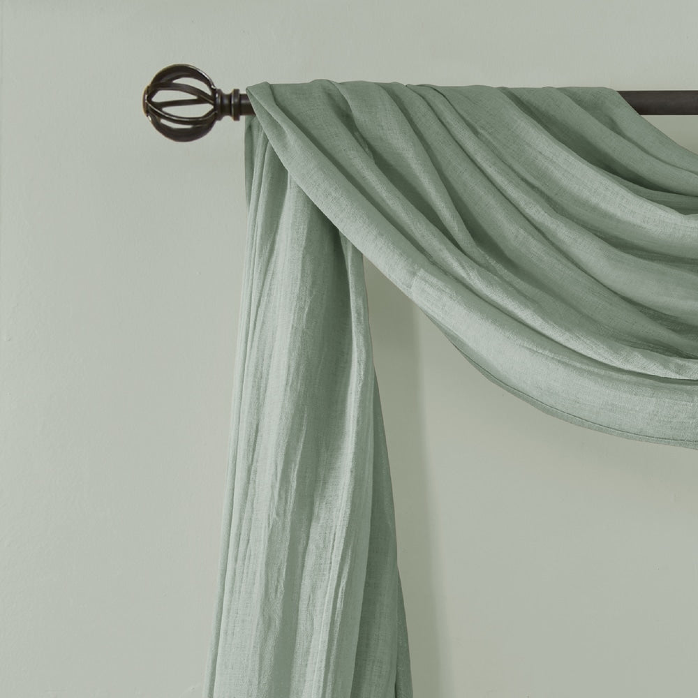 Madison Park Kaylee Solid Lightweight Crushed Sheer Curtain Scarf