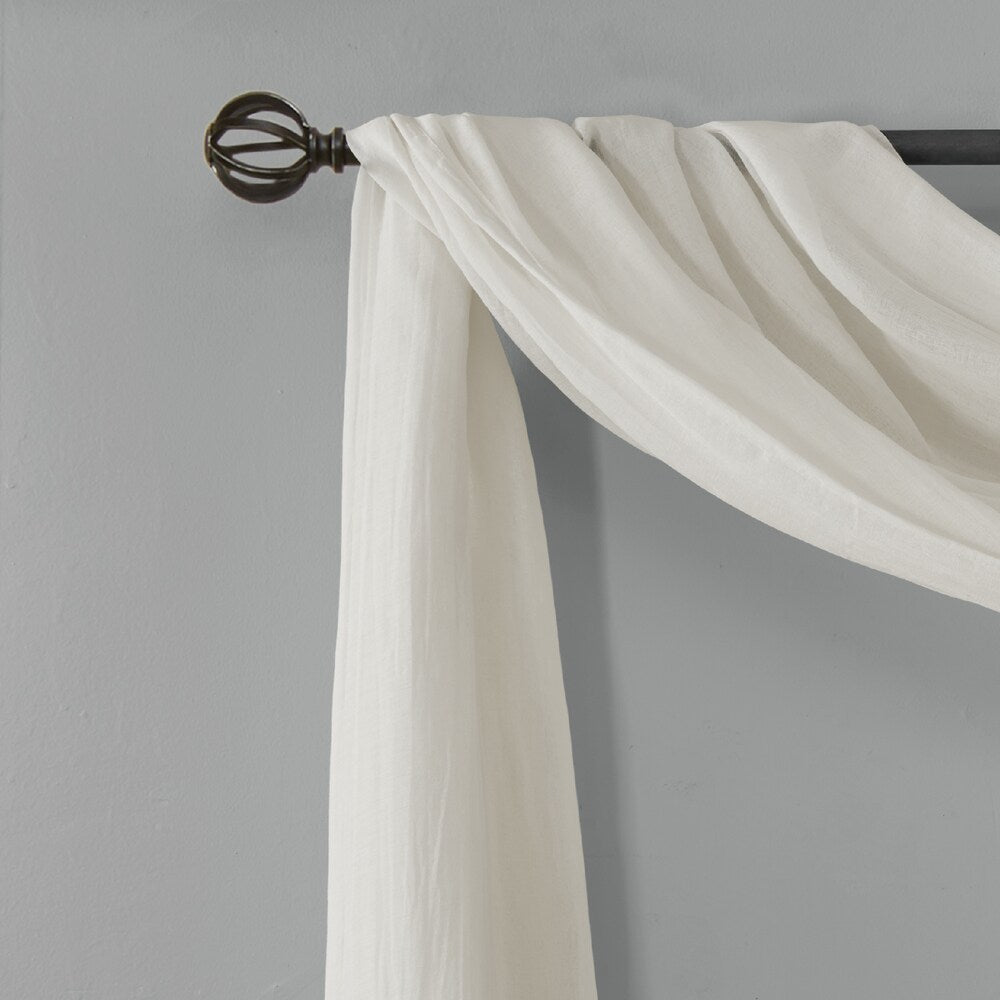 Madison Park Kaylee Solid Lightweight Crushed Sheer Curtain Scarf