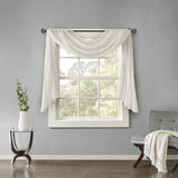 Madison Park Kaylee Solid Lightweight Crushed Sheer Curtain Scarf