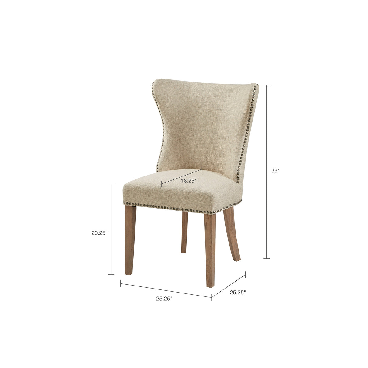 Madison Park Keeble Cream Dining Side Chair (Set of 2) - 25.25"w x 25.25"d x 39"h