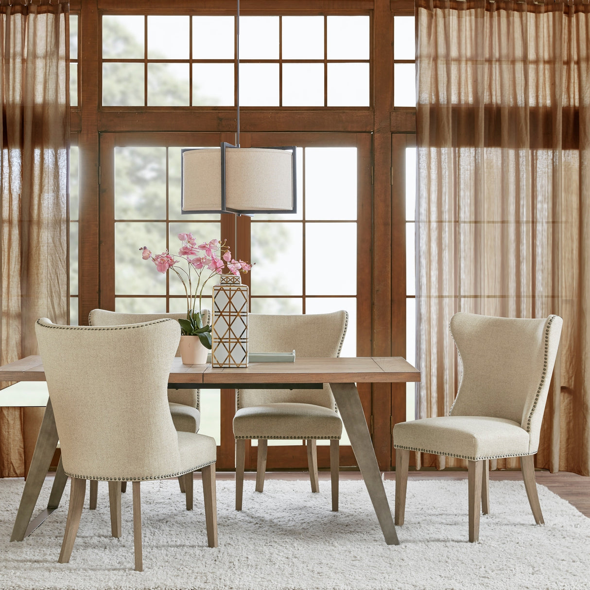 Madison Park Keeble Cream Dining Side Chair (Set of 2) - 25.25"w x 25.25"d x 39"h