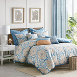 Madison Park Signature Caspian Blue Medallion Print Comforter Set