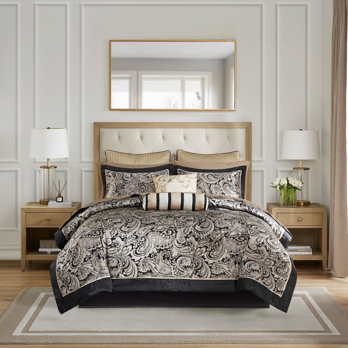 Madison Park Wellington 12 Piece Comforter Set with Cotton Bed Sheets