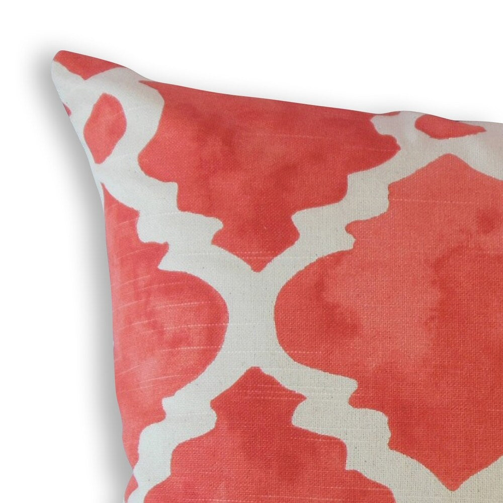 Madrid Geometric Throw Pillow Salmon