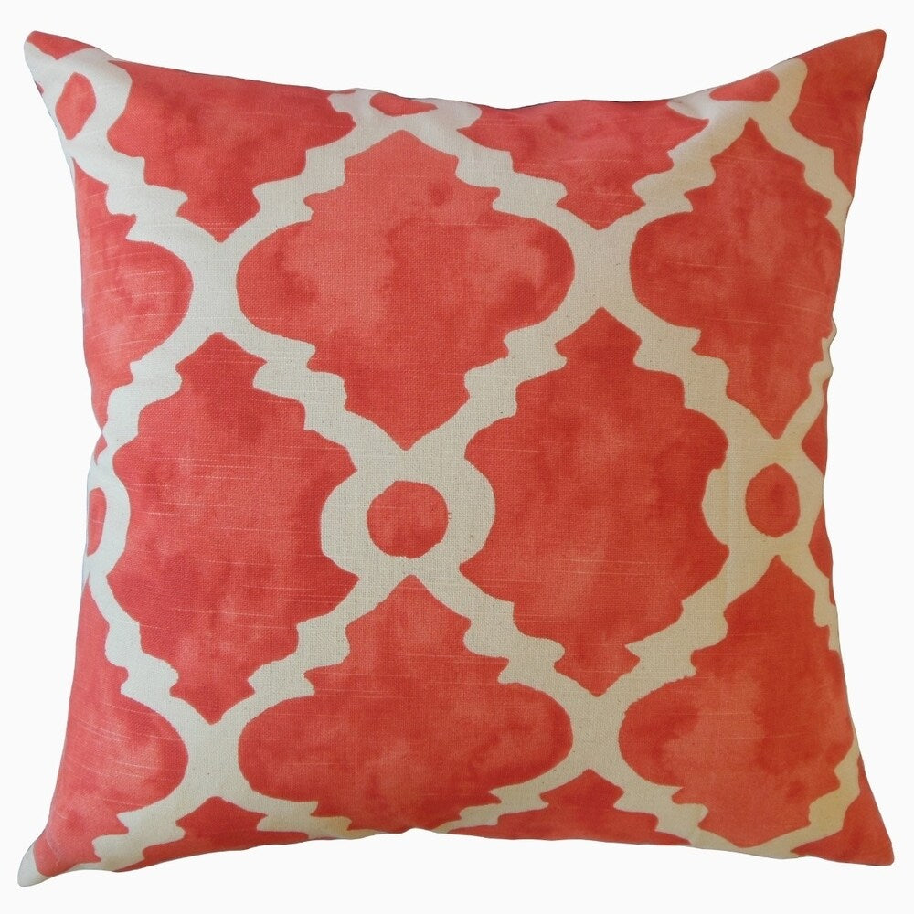 Madrid Geometric Throw Pillow Salmon