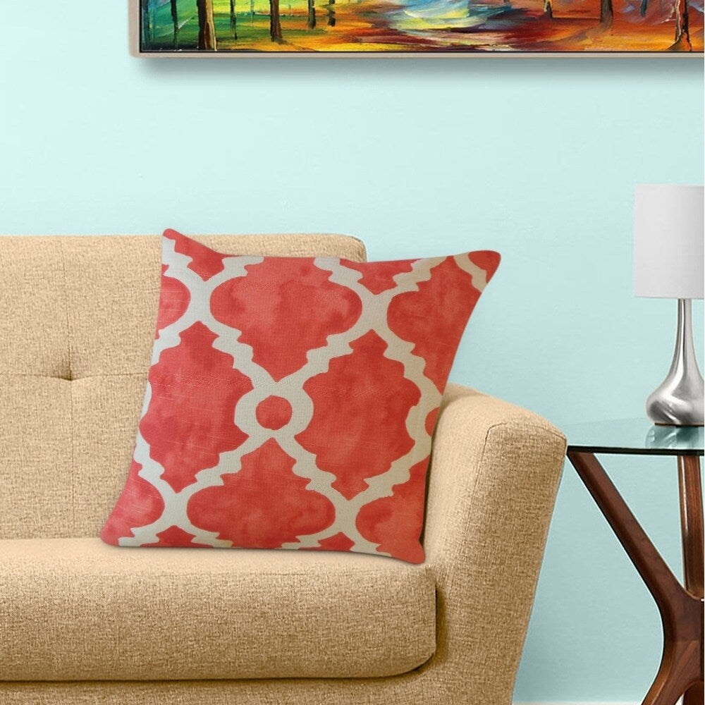 Madrid Geometric Throw Pillow Salmon