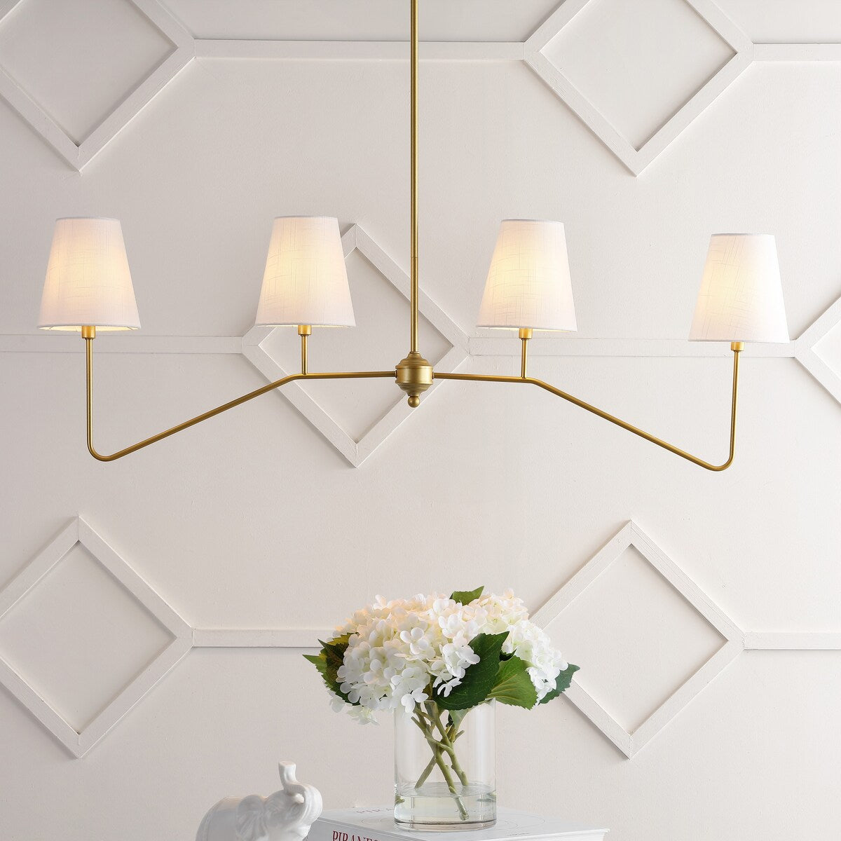 Madsen 47.5" 4-Light Classic Minimalist Iron Linear LED Pendant, Gold Painting by JONATHAN Y