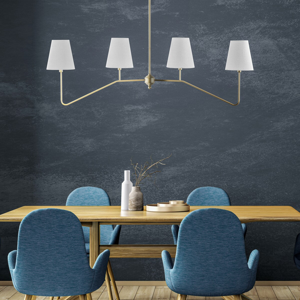 Madsen 47.5" 4-Light Classic Minimalist Iron Linear LED Pendant, Gold Painting by JONATHAN Y