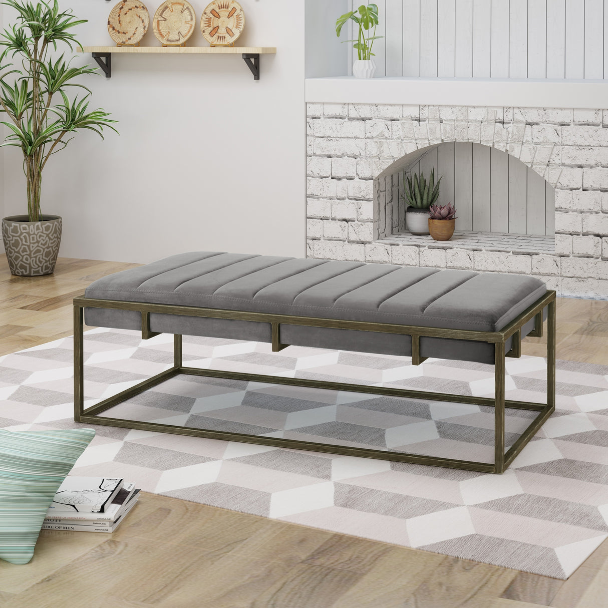 Magdalene Velvet Ottoman Bench by Christopher Knight Home