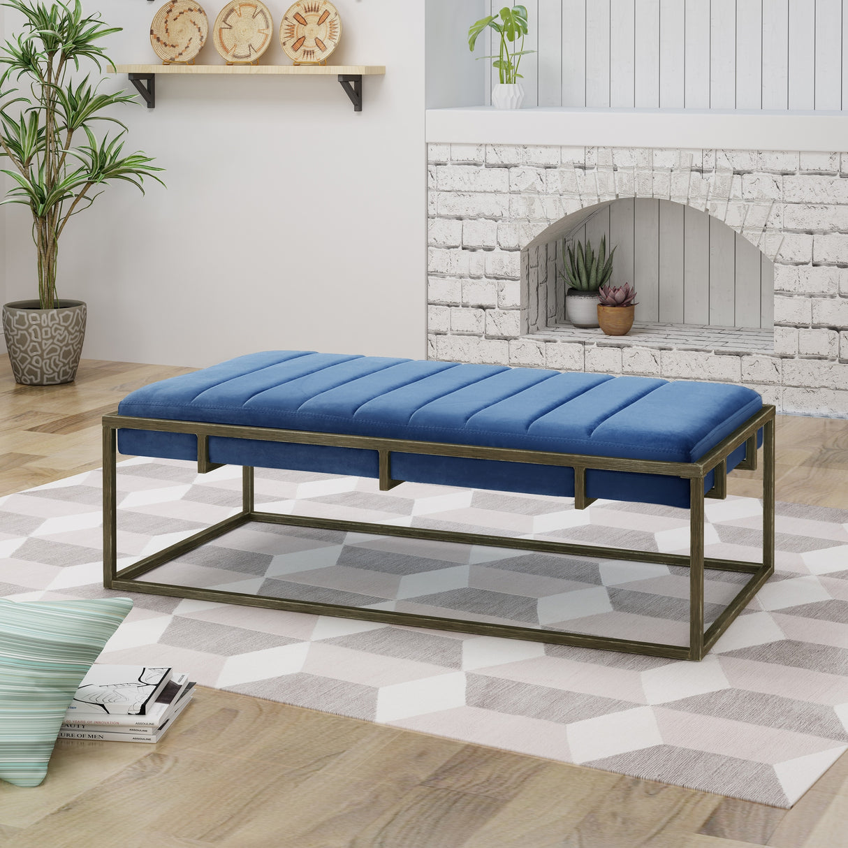 Magdalene Velvet Ottoman Bench by Christopher Knight Home