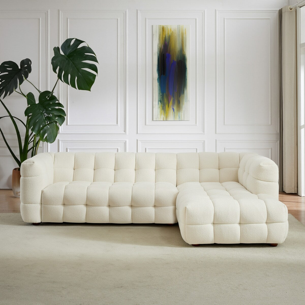 Magic Luxury Mid Century Modern Right Sectional Boucle Sofa
