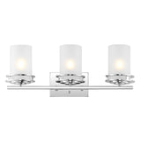 Magnolia 3-Light Metal/Frosted Glass Contemporary Glam LED Vanity Light, by JONATHAN Y