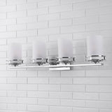 Magnolia 3-Light Metal/Frosted Glass Contemporary Glam LED Vanity Light, by JONATHAN Y