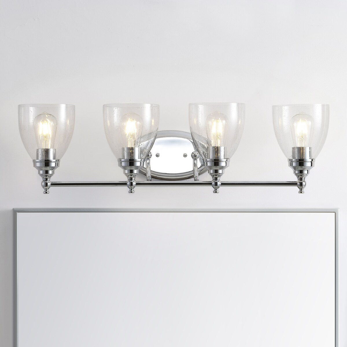 Magnolia 30" 4-Light Metal/Glass LED Vanity, Chrome by JONATHAN Y