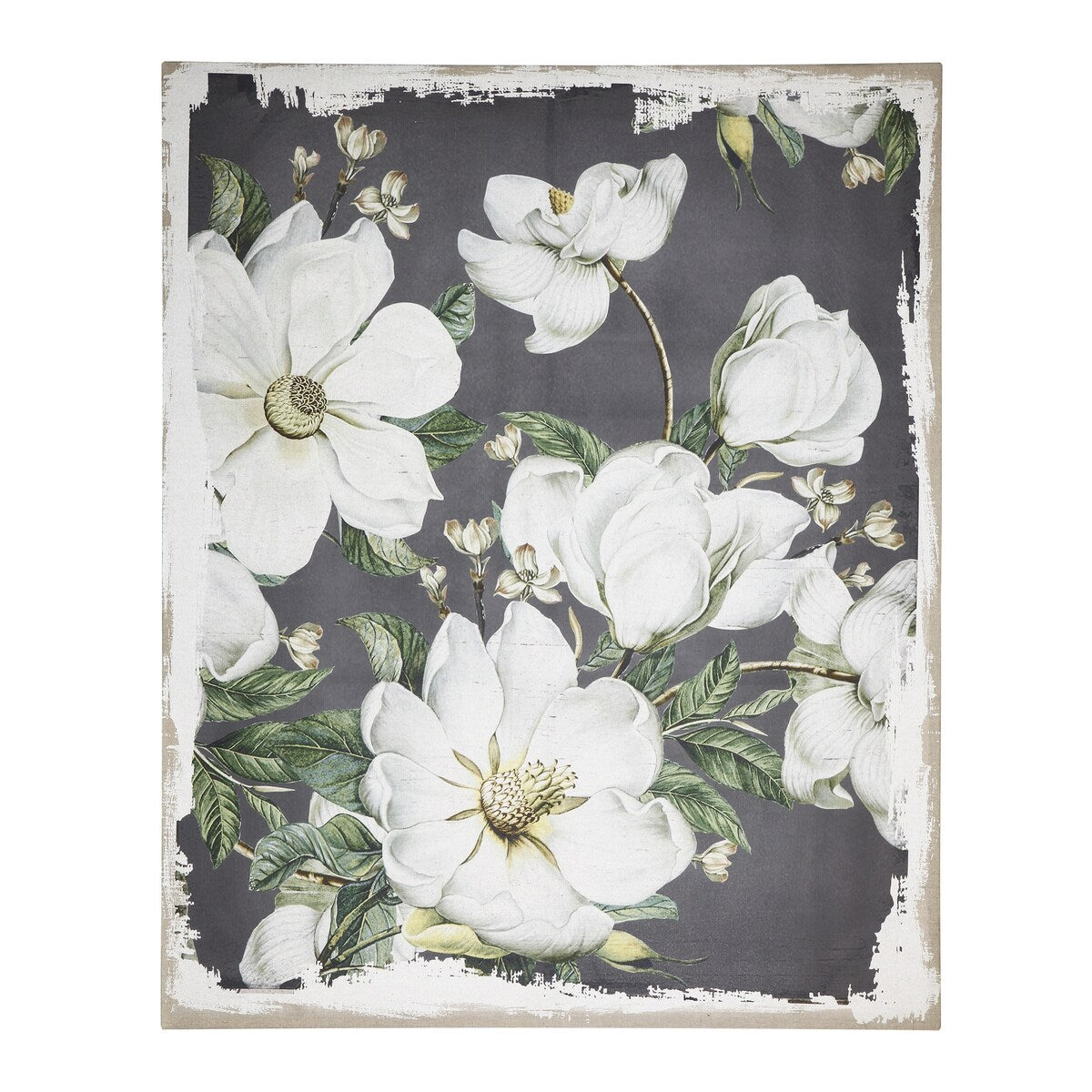A&B Home Magnolia Blooms 60-inch White and Gray Canvas Print - White/Gray