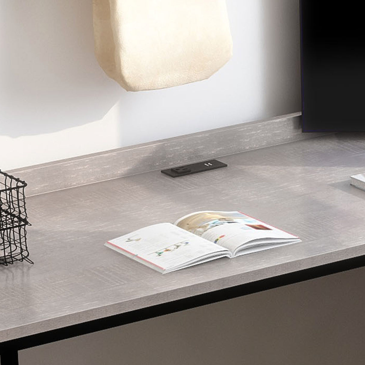 Magnus Industrial 59-inch Metal L-Shape Computer Desk with USB by Furniture of America