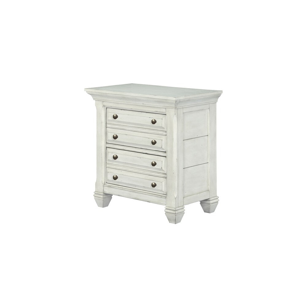 Magnussen Home Furnishings B3681 Hancock Park Vintage White Oak Wood and Metal 2-drawer Nightstand