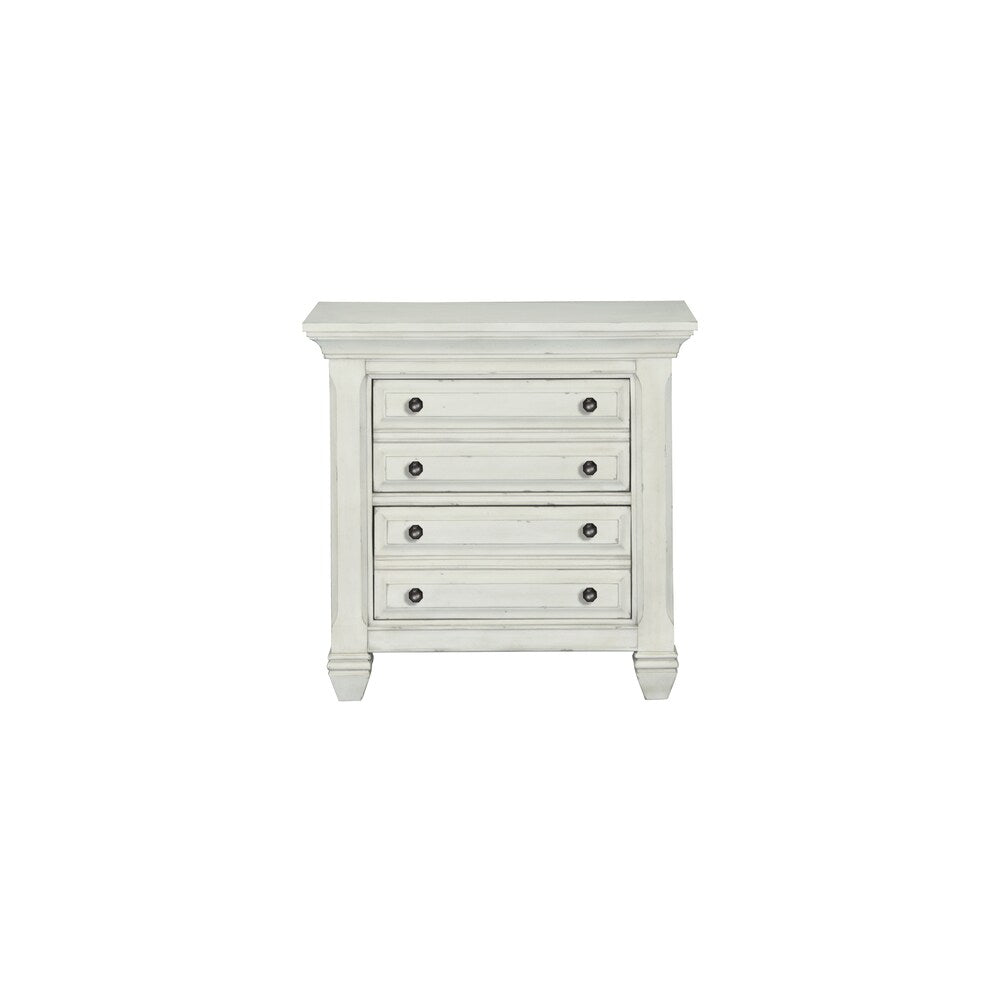 Magnussen Home Furnishings B3681 Hancock Park Vintage White Oak Wood and Metal 2-drawer Nightstand