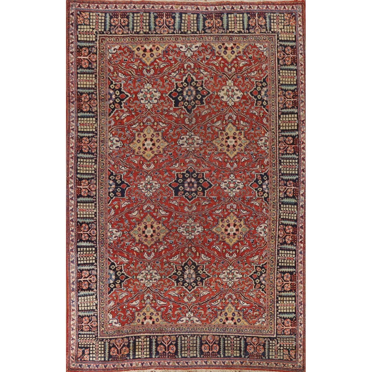 Mahal Persian Antique Rug Hand-Knotted Wool Carpet - 7'4"x 10'3"