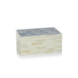 Mahar Bone Box w/ Blue Herringbone Pattern Lid
