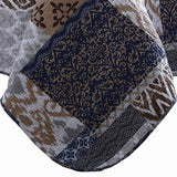 Mai 3 Piece King Cotton Quilt Set, Patchwork, Reversible, Blue, Rust Brown
