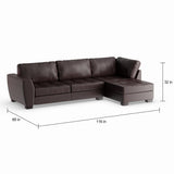 Porch & Den Glendale Brown Bonded Leather Modern Sectional Sofa Set with Right Facing Chaise