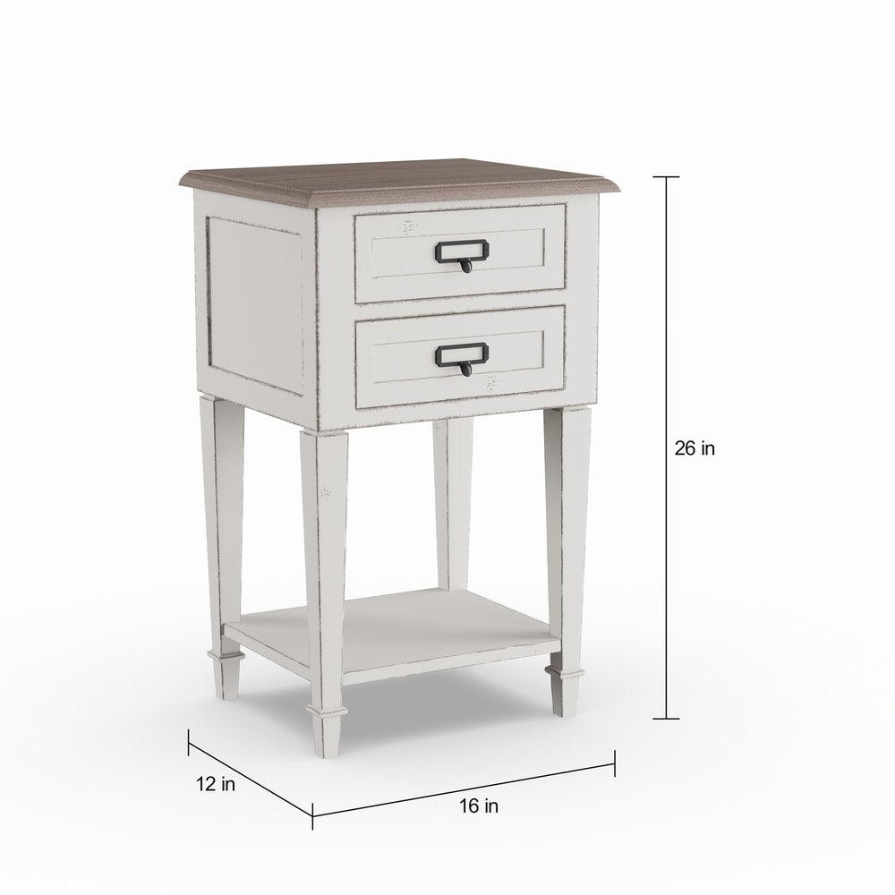 The Gray Barn Heart and Soil Weathered Oak and White Wash Distressed Finish Wood Nightstand