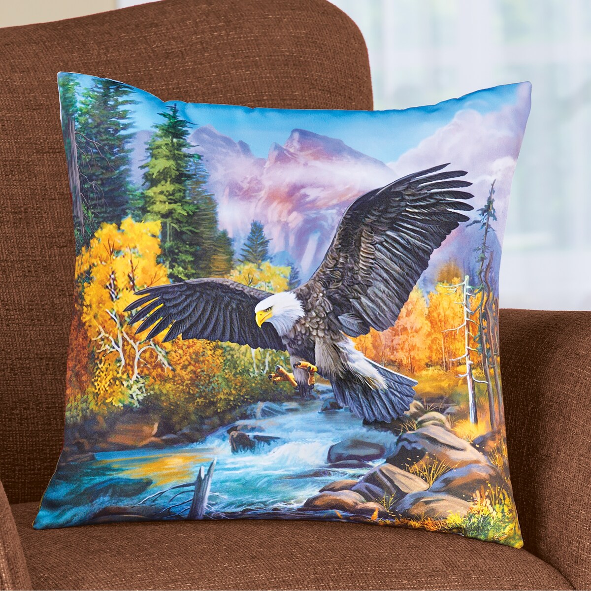 Majestic Eagle Scene Accent Throw Pillow