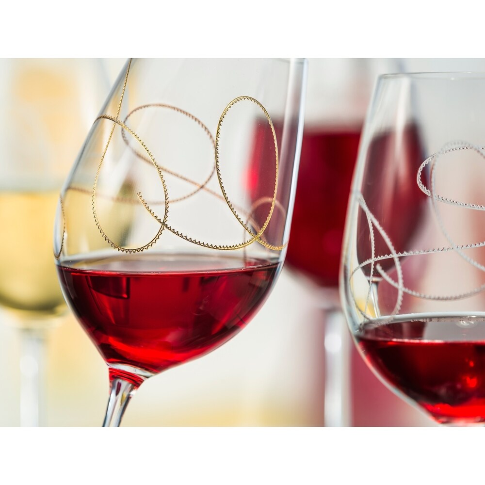 Majestic Gifts Inc. European Wine Glasses-Gold String Design S/4-16oz