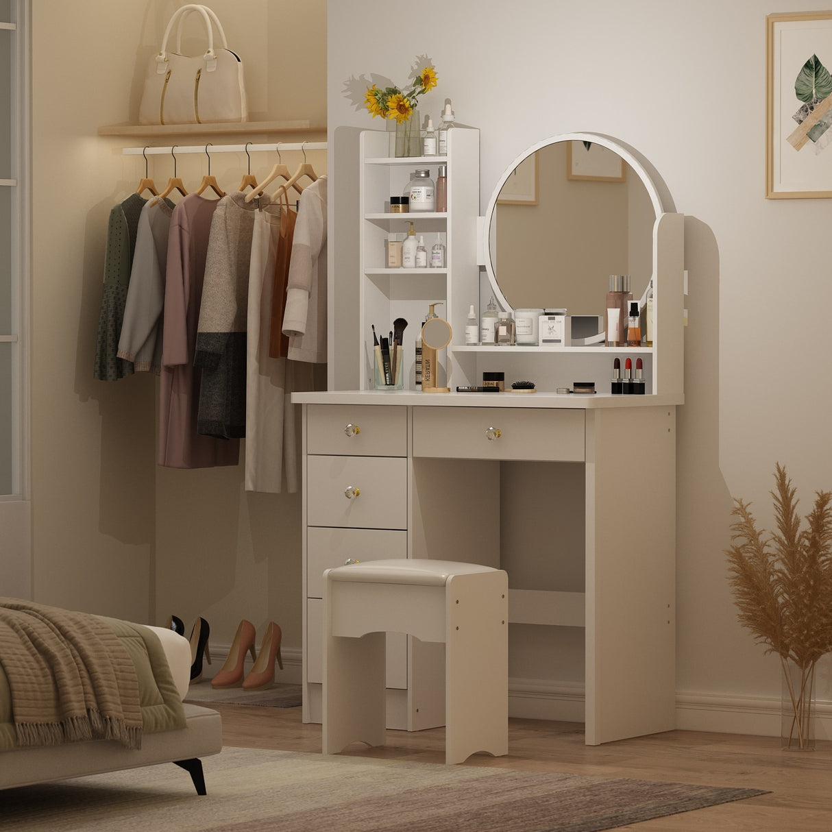 Make Up Vanity Set Dressing Table(Black/White)