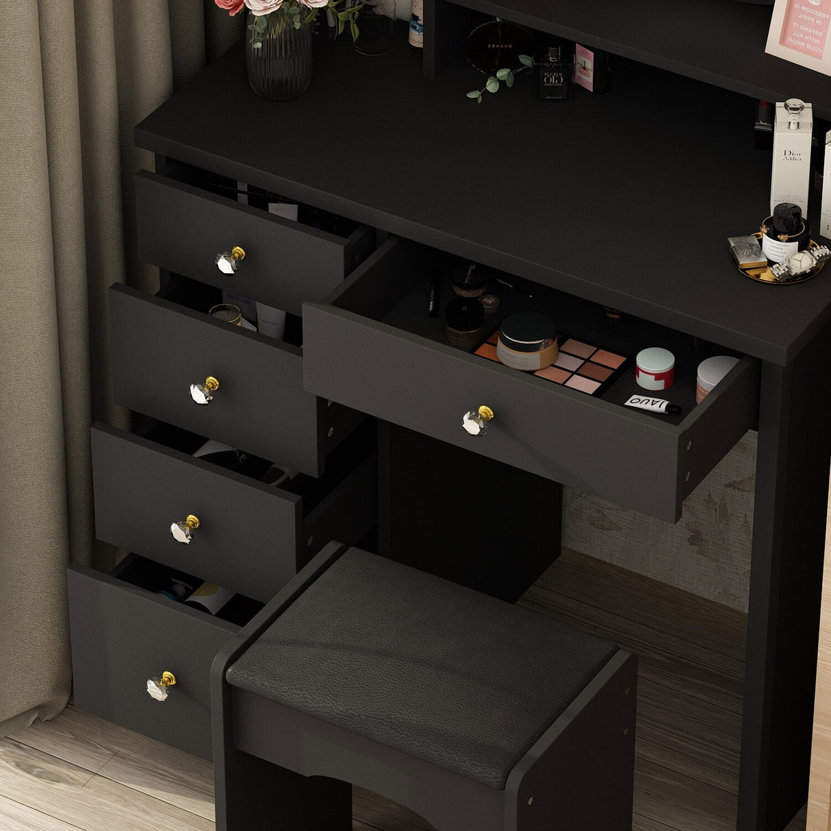 Make Up Vanity Set Dressing Table(Black/White)