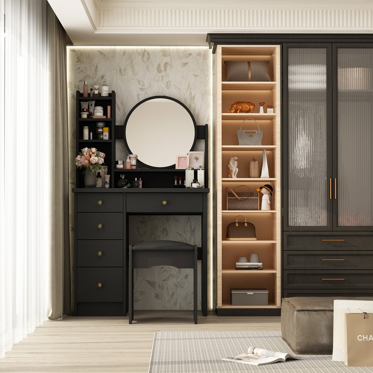 Make Up Vanity Set Dressing Table(Black/White)