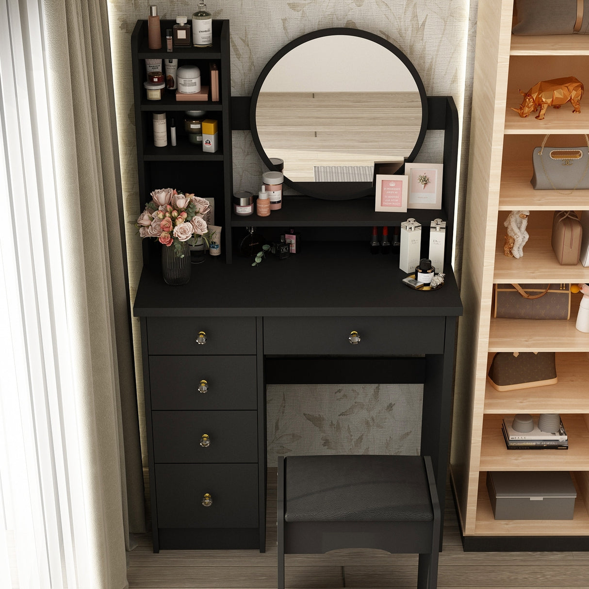 Make Up Vanity Set Dressing Table(Black/White)