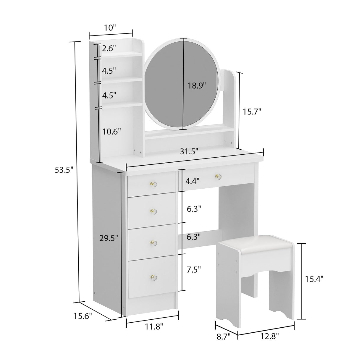Make Up Vanity Set Dressing Table(Black/White)