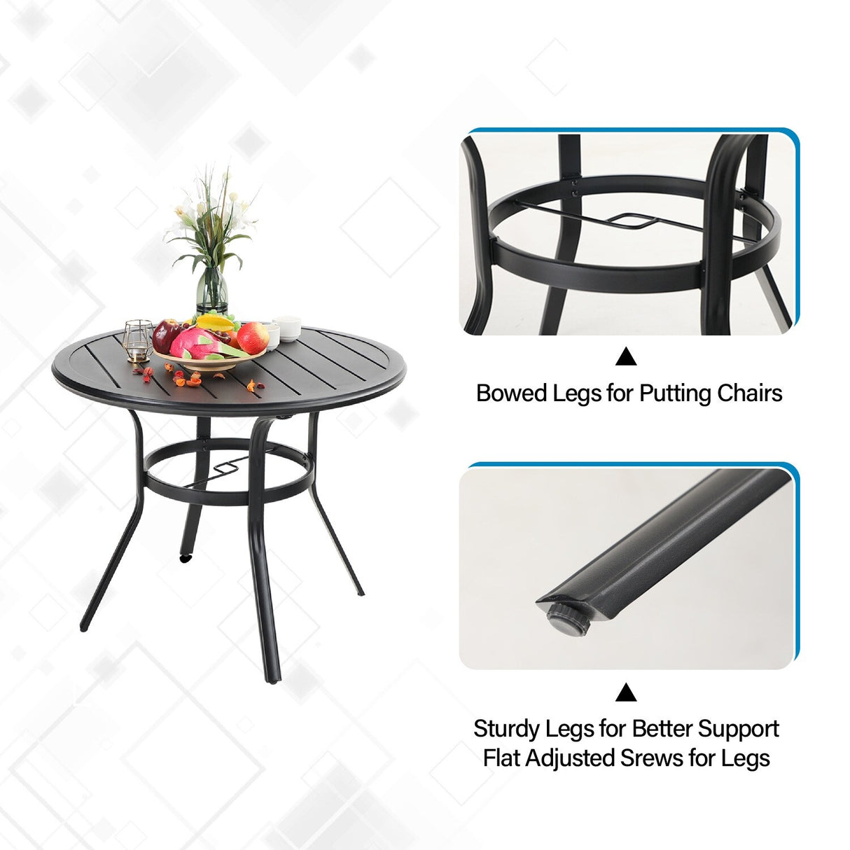 MAISON ARTS 5/6-Piece Patio E-Coating & Stackable Dining Set