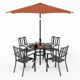 MAISON ARTS 5/6-Piece Patio E-Coating & Stackable Dining Set