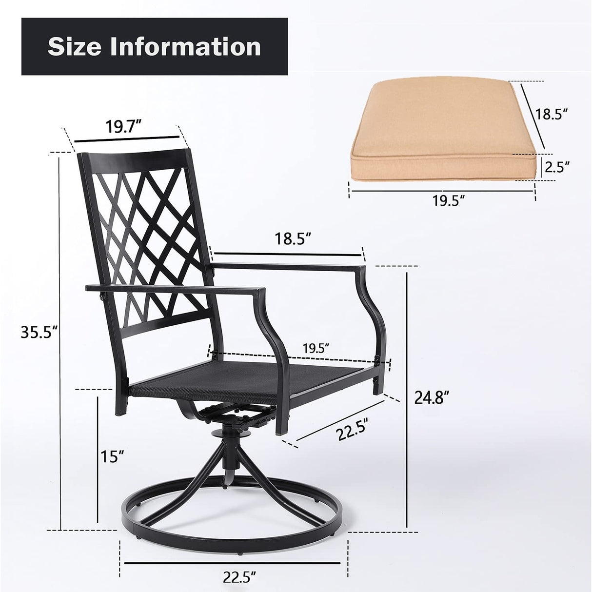 MAISON ARTS 7-Piece Metal Outdoor Patio Dining Set