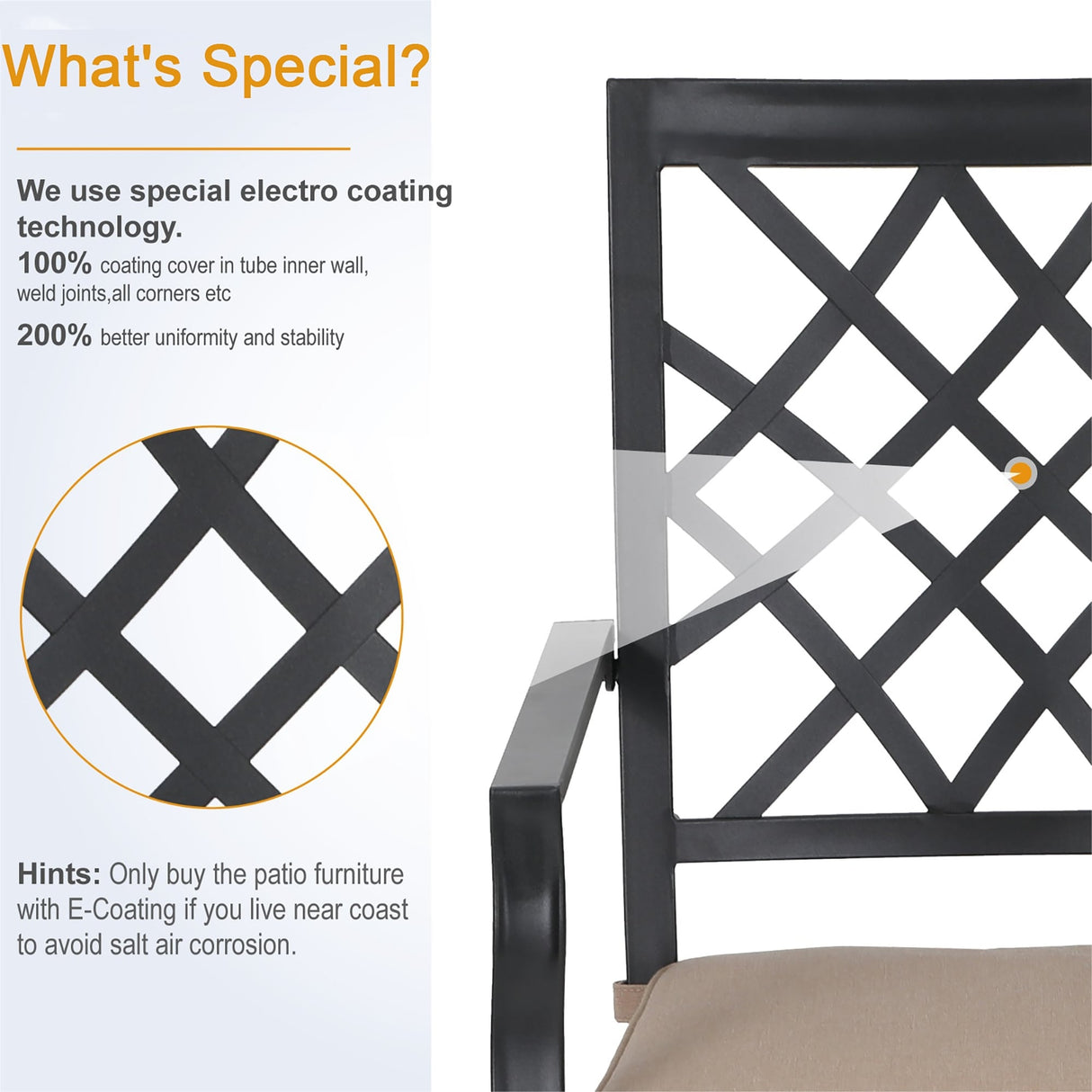 MAISON ARTS 7-Piece Metal Outdoor Patio Dining Set