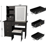 XINMICS Makeup Vanity Desk with Mirror and Lights & Charging Station