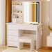 XINMICS Makeup Vanity Desk with Mirror and Lights & Charging Station