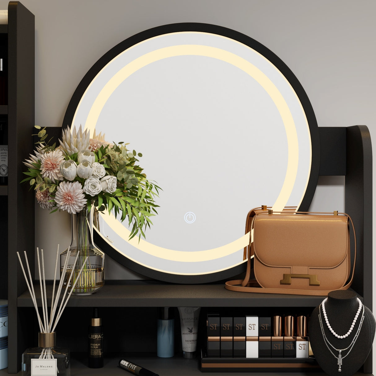 Makeup Vanity Dressing Table Set With Touch Screen Mirror & Stool