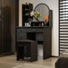 Makeup Vanity Set Dresser w/Mirror Stool 5 Drawers - White/Pink/Black - 31.5"L x 15.7"W x 52"H