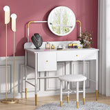Makeup Vanity Set with Lighted Mirror & Cushioned Stool